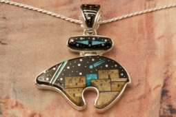 Calvin Begay Starry Night at the Pueblo Bear Design Pendant